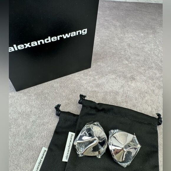 Alexander Wang Fortune Cookie Silver Earrings NEW - Picture 1 of 7